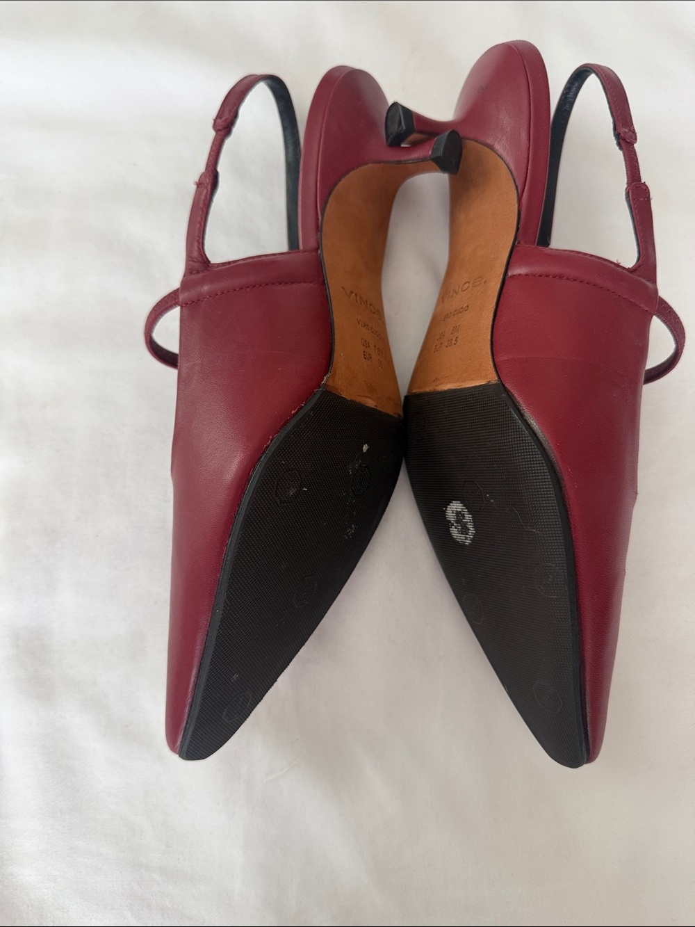 Vince Burgundy Pointed Slingback Flats with Black Insole - Picture 9 of 14